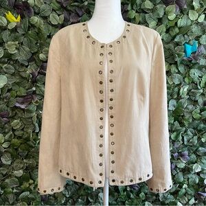 Dressbarn- Women’s Soft Faux Leather Jacket Taupe/Tan size XL